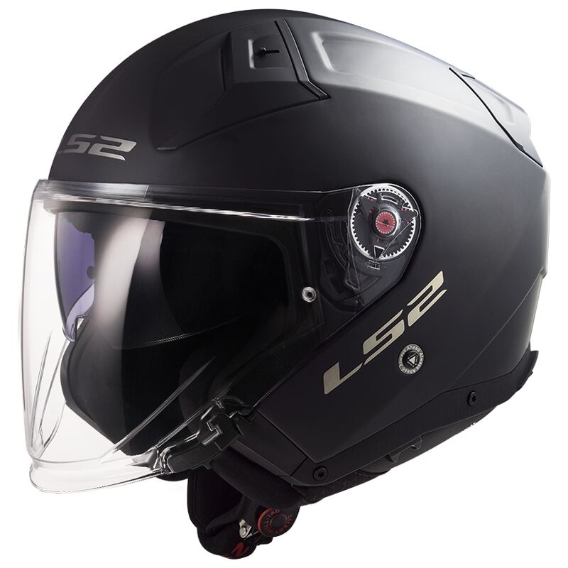 Open Moottoripyöräilykypärä LS2 OF603 Infinity II Solid Black Matte (kiinteä musta) - II. laatu