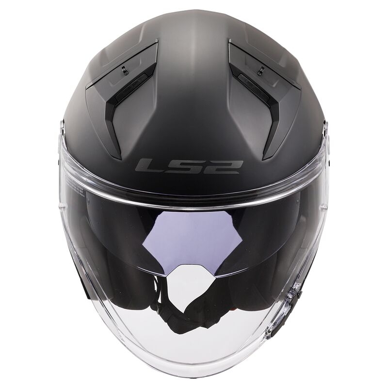 Open Moottoripyöräilykypärä LS2 OF603 Infinity II Solid Black Matte (kiinteä musta) - II. laatu
