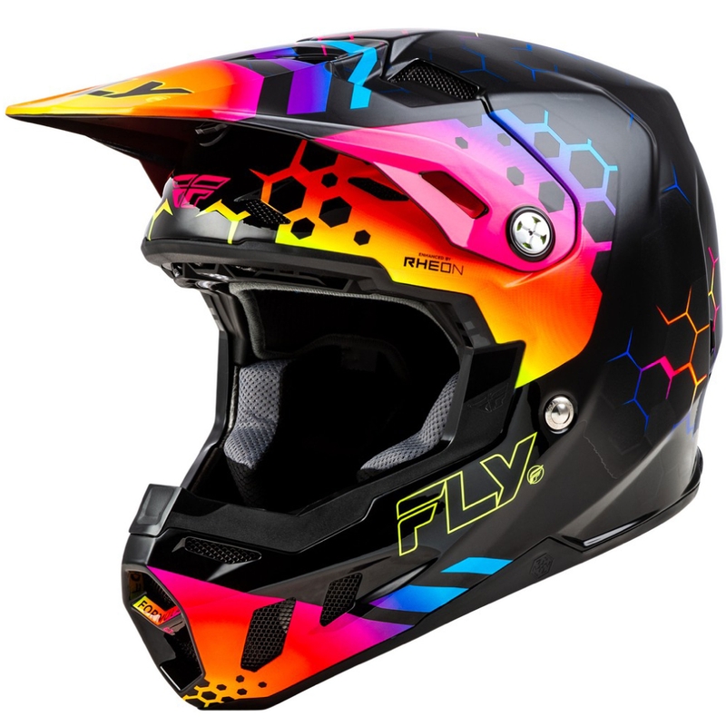 Motocross kypärä FLY Racing Formula CC Tektonic musta-kelta-vaaleanpunainen - II. laatu