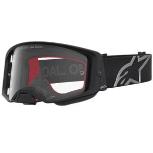 Alpinestars Supertech Vesta motocrossilasit musta-hopea kirkkaalla pleksilasilla