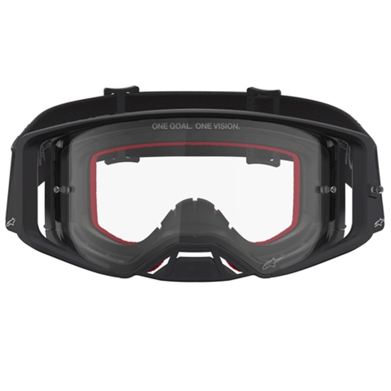 Alpinestars Supertech Vesta motocrossilasit musta-hopea kirkkaalla pleksilasilla