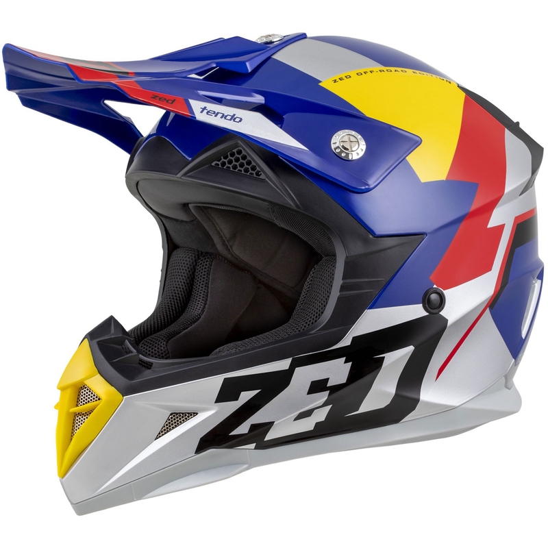 Motocross kypärä ZED X1.9 Tendo pearl sininen-punainen-keltainen-hopea - II. laatu