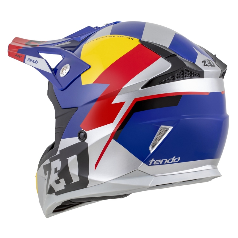 Motocross kypärä ZED X1.9 Tendo pearl sininen-punainen-keltainen-hopea - II. laatu
