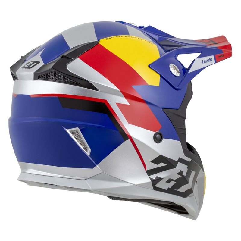 Motocross kypärä ZED X1.9 Tendo pearl sininen-punainen-keltainen-hopea - II. laatu