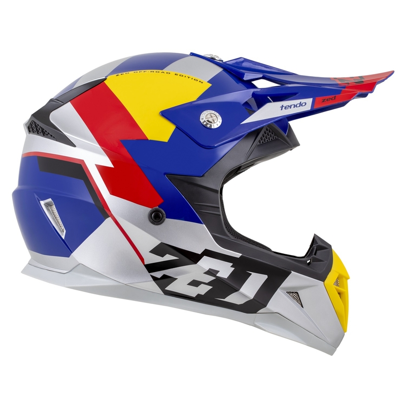 Motocross kypärä ZED X1.9 Tendo pearl sininen-punainen-keltainen-hopea - II. laatu
