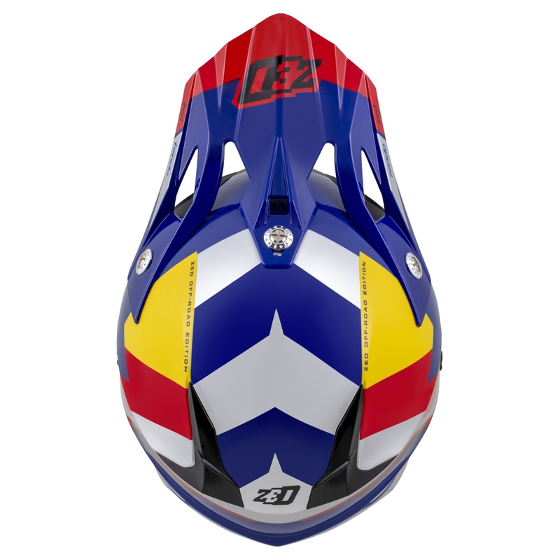 Motocross kypärä ZED X1.9 Tendo pearl sininen-punainen-keltainen-hopea - II. laatu