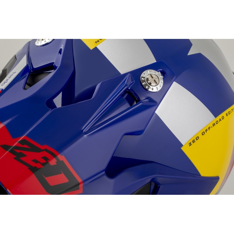 Motocross kypärä ZED X1.9 Tendo pearl sininen-punainen-keltainen-hopea - II. laatu