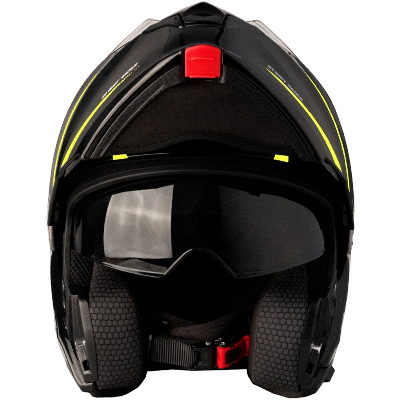 Avattava moottoripyöräkypärä Street Racer Fury musta-fluo keltainen 2 - II. laatu