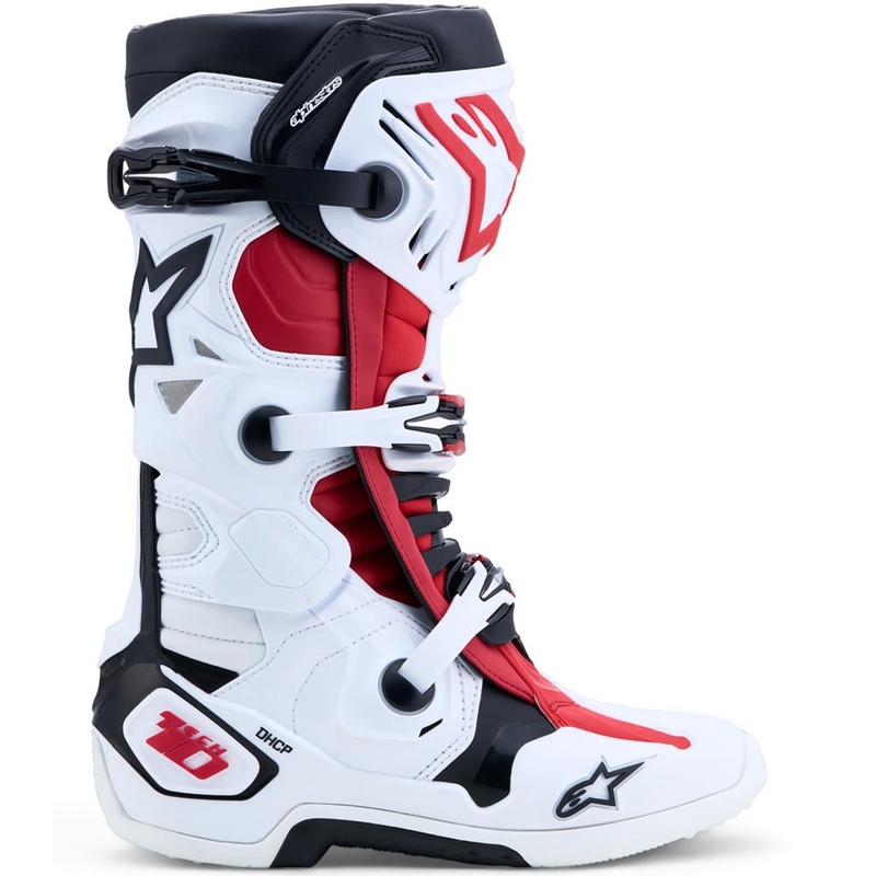 Alpinestars TECH 10 motocrossisaappaat valko-musta-punainen