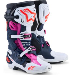 Alpinestars TECH 10 Supervented -crossisaappaat tummansiniset-valkoiset-mustaiset-violetit