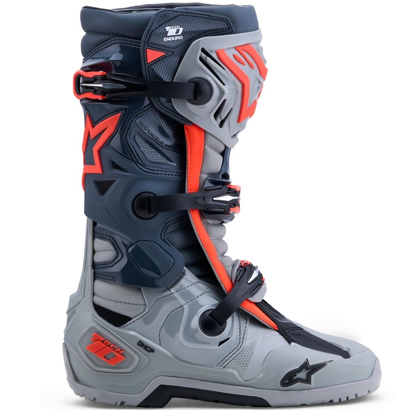 Alpinestars Tech 10 Enduro -moottoripyöräsaappaat Harmaa-Tummanharmaa-Fluo Punainen