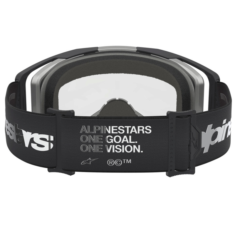 Alpinestars Vision 8 Amber motocrossilasit musta-hopea kirkkaalla pleksilasilla
