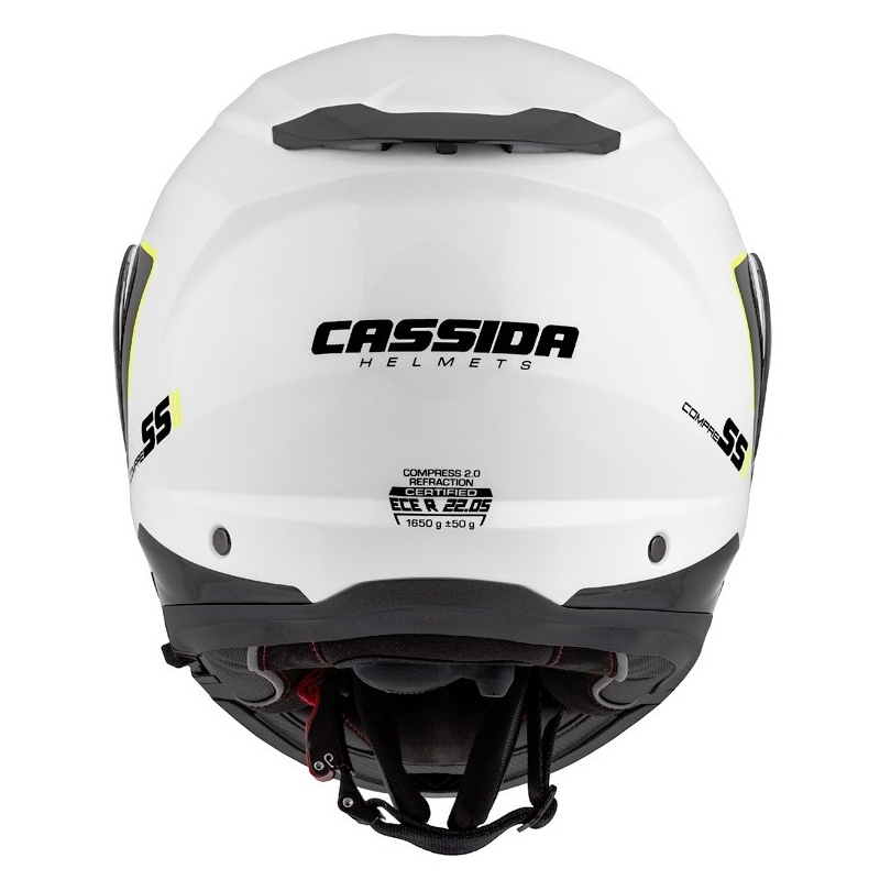 Cassida Compress 2.0 Refraction valkoinen-musta-fluo-keltainen moottoripyöräilykypärä