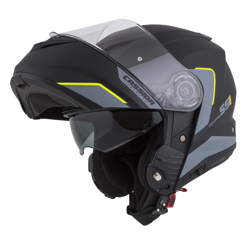 Vyklápěcí přilba na motorku Cassida Compress 2.0 Refraction černo-šedo-fluo žlutá výprodej