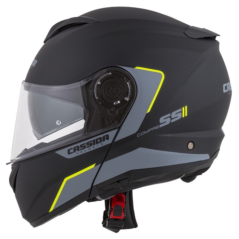 Vyklápěcí přilba na motorku Cassida Compress 2.0 Refraction černo-šedo-fluo žlutá výprodej
