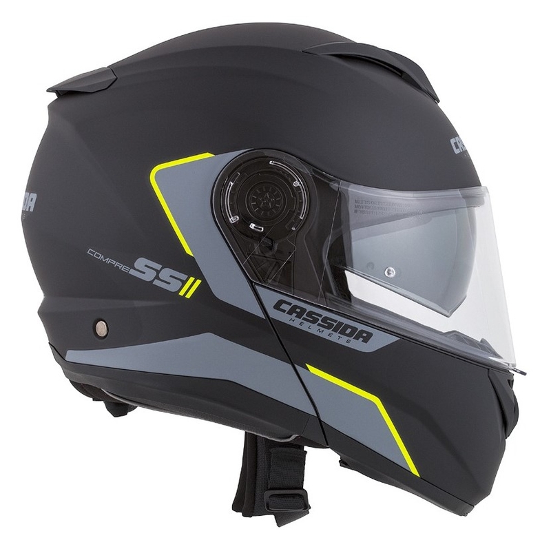 Vyklápěcí přilba na motorku Cassida Compress 2.0 Refraction černo-šedo-fluo žlutá výprodej