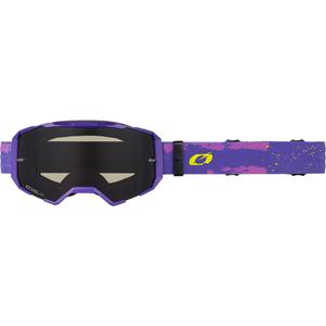 O´Neal B-22 -motocrosslasit, maali violetti-fluo keltainen, harmaalla pleksilasilla