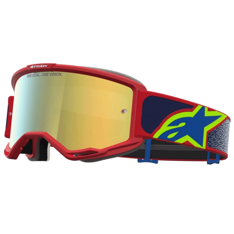 Alpinestars Vision 5 Drag motocrossilasit puna-sini-fluo keltainen