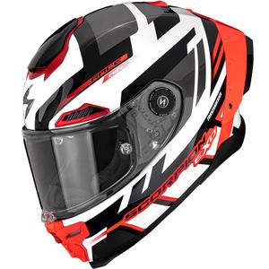 Scorpion EXO-RACE Air Carbon Fury täysikokoinen moottoripyöräkypärä, valkoinen-hopea-punainen