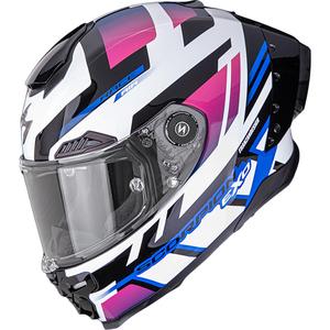 Scorpion EXO-RACE Air Carbon Fury täysikokoinen moottoripyöräkypärä, valkoinen-pinkki-sininen