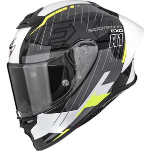 Scorpion EXO-R1 EVO II Air Surge -moottoripyöräkypärä, musta-valkoinen-fluo-keltainen