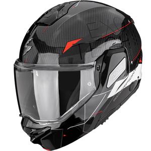Scorpion EXO-TECH II Carbon Viator avattava moottoripyöräkypärä musta-valko-punainen
