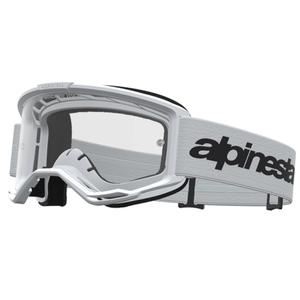 Alpinestars Vision 3 Wordmark motocrossilasit valko-musta kirkkaalla pleksilasilla