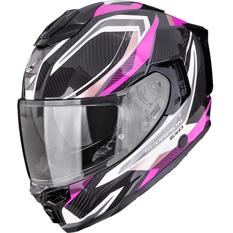 Scorpion EXO-1500 Carbon Air Hydro -umpikypärä, musta-valkoinen-pinkki