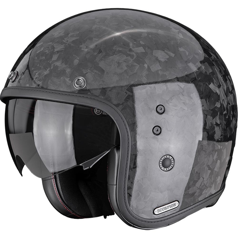 Scorpion Belfast II Carbon Onyx -avokypärä moottoripyörälle, musta
