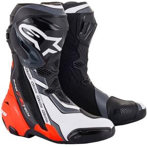 Alpinestars Supertech R musta-fluo-punainen-valko-harmaa moottoripyöräsaappaat