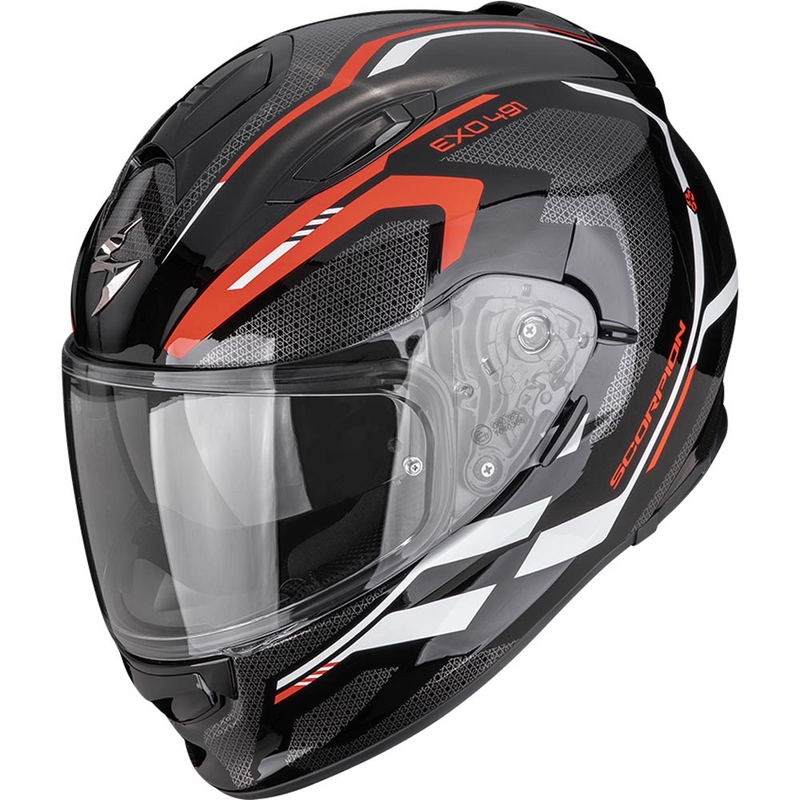 Scorpion EXO-491 KRYPTA täysikokoinen moottoripyöräkypärä musta-puna-valkoinen