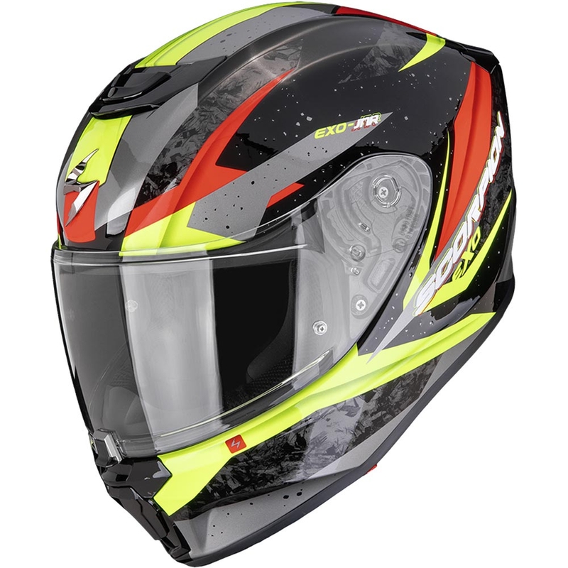 Scorpion EXO-JNR Air Tako lasten moottoripyöräkypärä musta-fluo keltainen-punainen