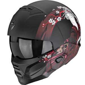 Modulaarinen moottoripyöräkypärä Scorpion EXO-COMBAT II Demure mattamusta-punainen