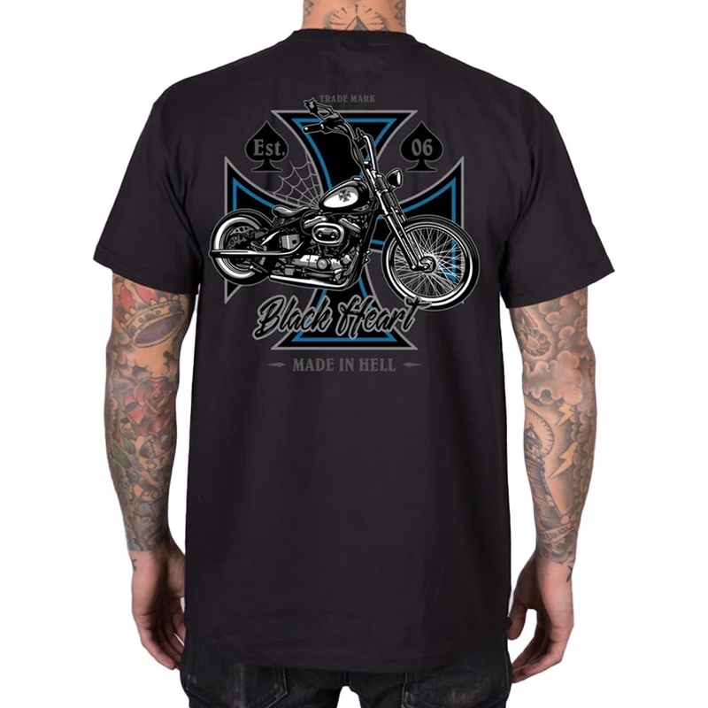 T-paita Black Heart Chopper Cross musta