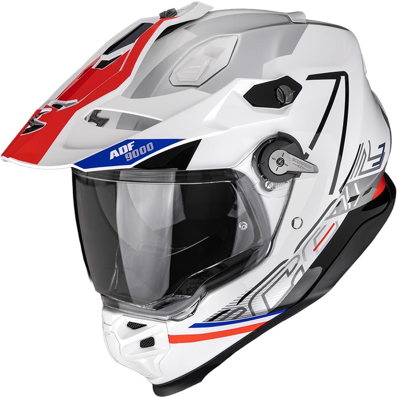 Endurokypärä Scorpion ADF-9000 Air Summit valkoinen-punainen-hopea