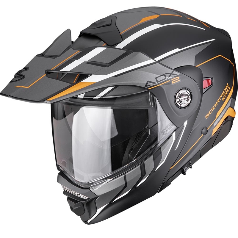 Enduro-moottoripyöräkypärä Scorpion ADX-2 Walt mattamusta-oranssi