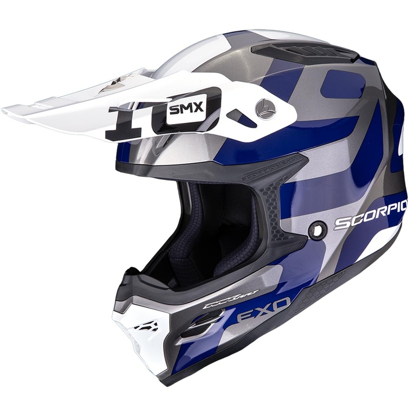 Scorpion SMX-10 Leap motocrossikypärä hopeansininen