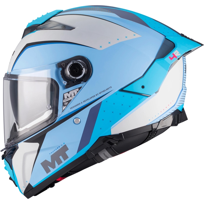 Kokokasvoinen moottoripyöräkypärä MT Thunder 4 R SV Wind Tunnel C7 matta siniharmaa
