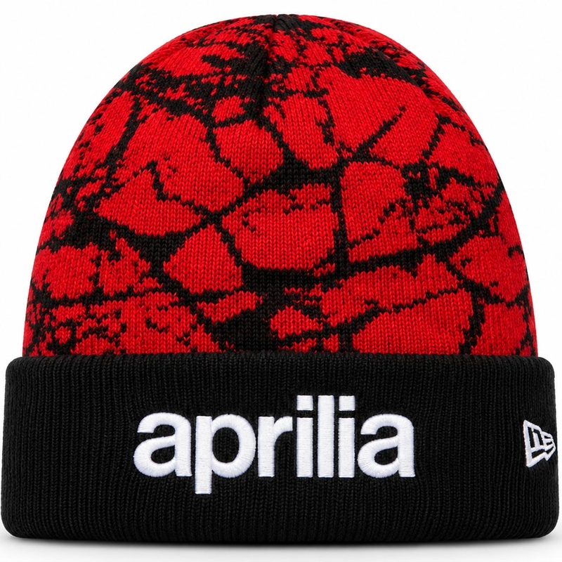 Aprilia Racing -lippis punamustalla logolla