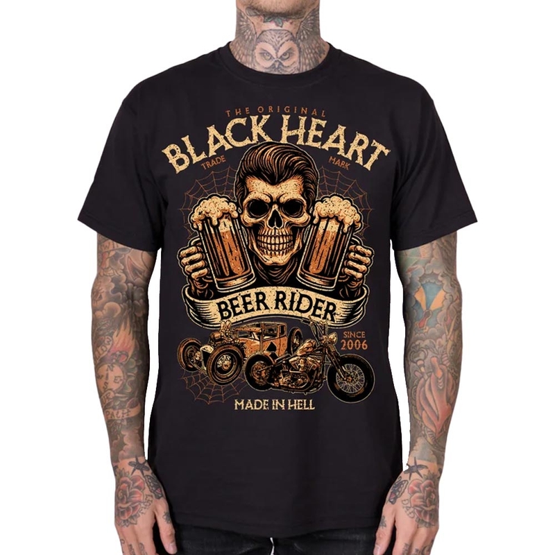 Black Heart Beer Rider T-paita musta