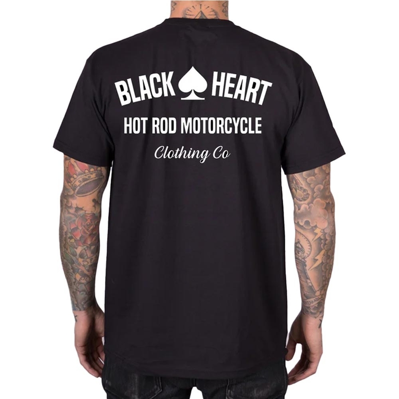 Musta sydän Hot Rod -moottoripyörän t-paita, musta
