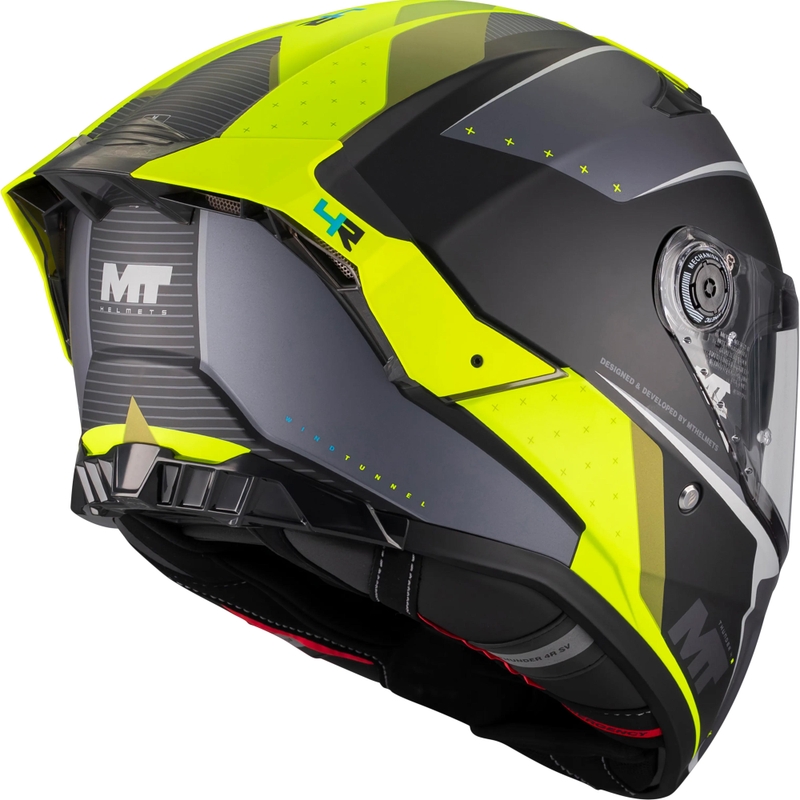 Kokokasvoinen moottoripyöräkypärä MT Thunder 4 R SV Wind Tunnel B3 musta-harmaa-fluo-keltainen