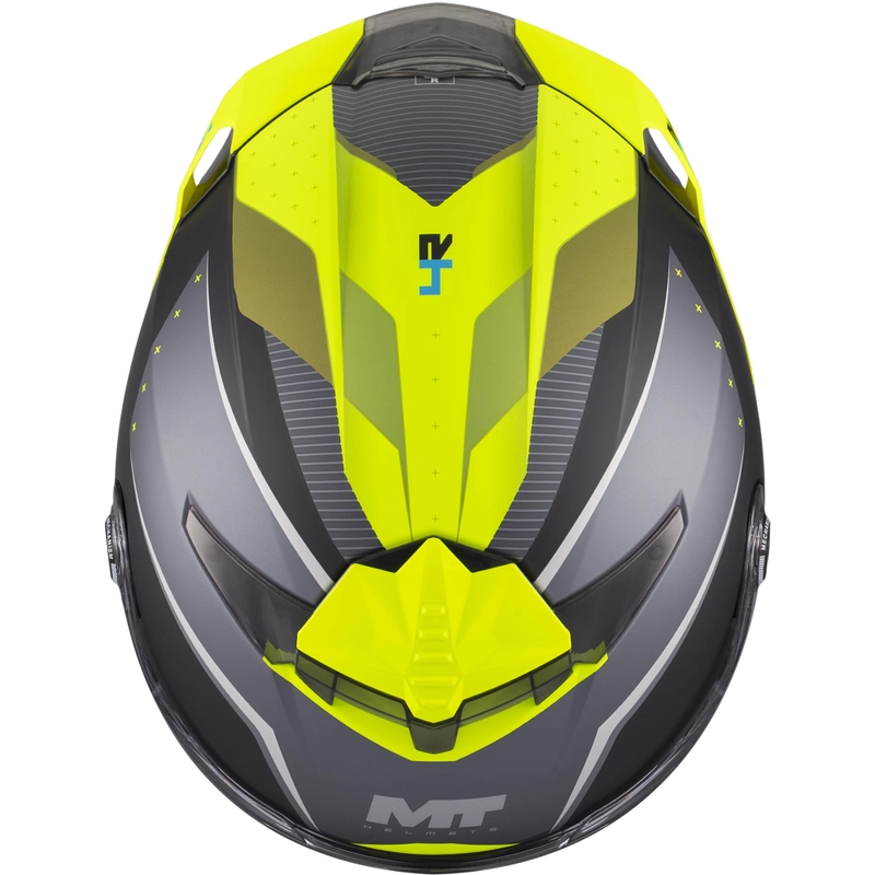 Kokokasvoinen moottoripyöräkypärä MT Thunder 4 R SV Wind Tunnel B3 musta-harmaa-fluo-keltainen