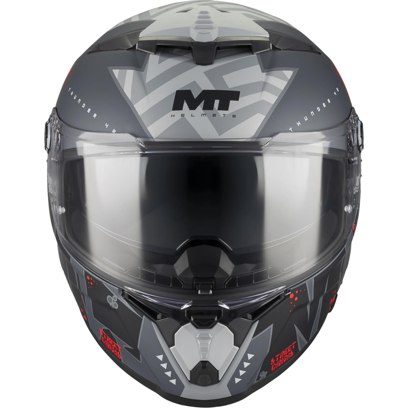 Kokokasvoinen moottoripyöräkypärä MT Thunder 4 R SV Canvas C5 musta-harmaa-punainen