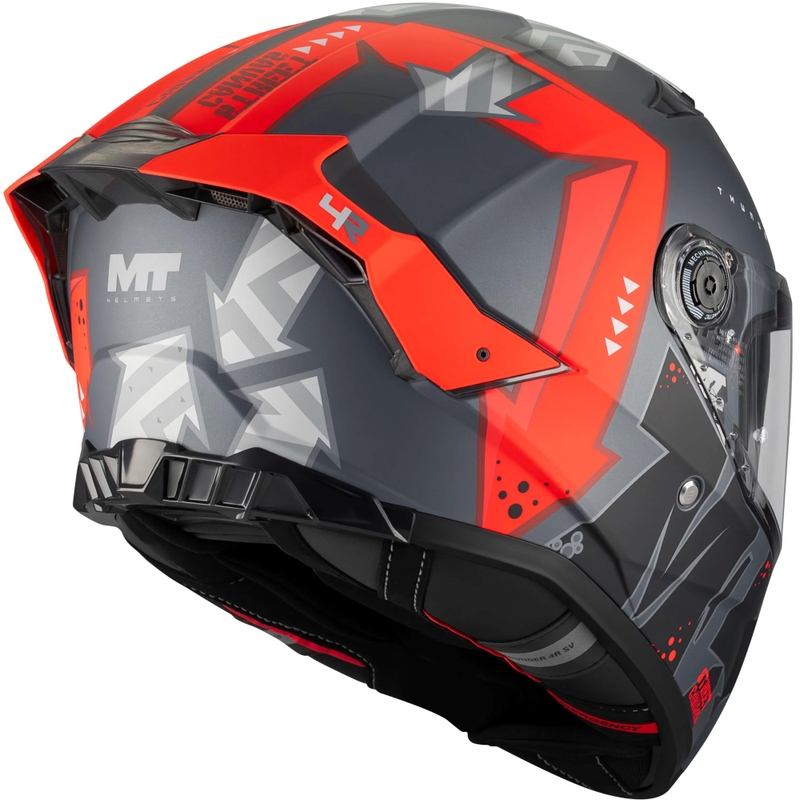 Kokokasvoinen moottoripyöräkypärä MT Thunder 4 R SV Canvas C5 musta-harmaa-punainen