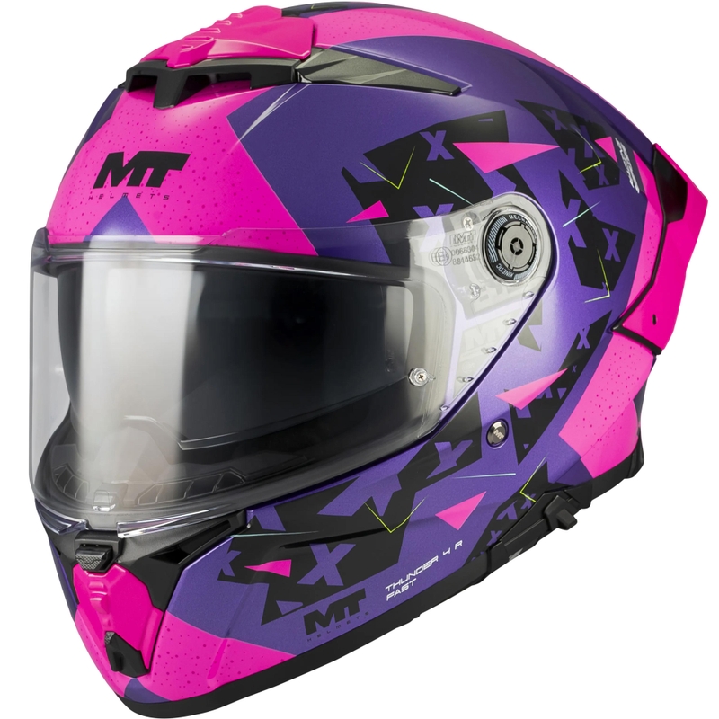 Kokokasvoinen moottoripyöräkypärä MT Thunder 4 R SV Fast C8 violetti-pinkki-musta