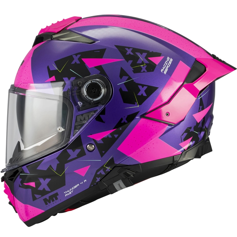 Kokokasvoinen moottoripyöräkypärä MT Thunder 4 R SV Fast C8 violetti-pinkki-musta