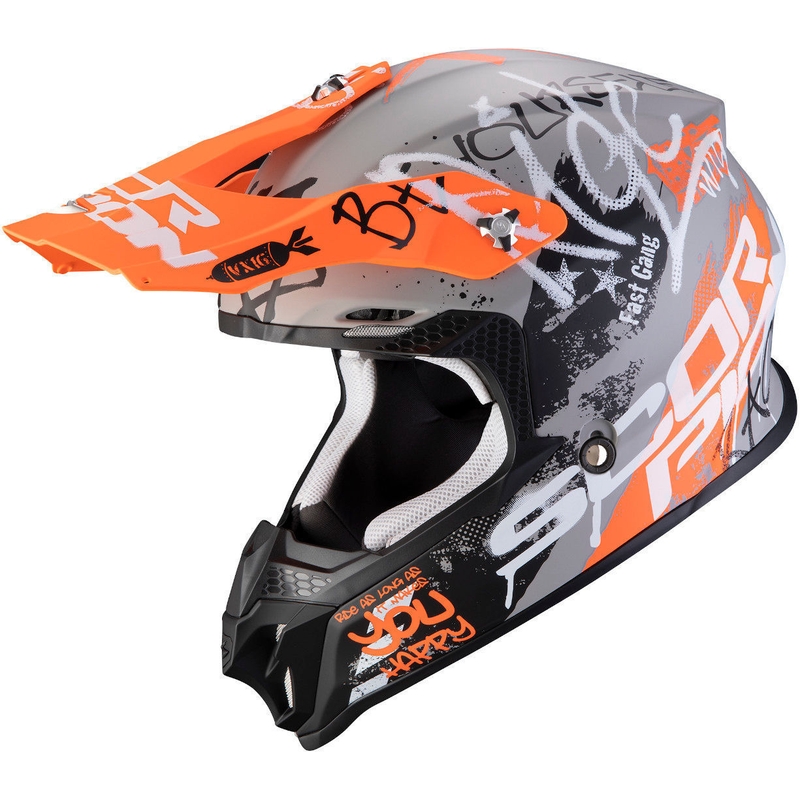 Motokrosová přilba Scorpion VX-16 Air Oratio šedo-oranžová