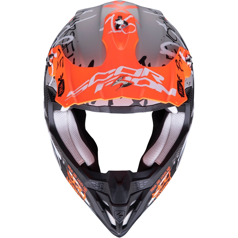Motokrosová přilba Scorpion VX-16 Air Oratio šedo-oranžová