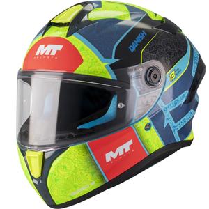 Kokokasvoinen moottoripyöräkypärä MT Targo S Danish_26_Brasil C3 sini-fluo keltainen-punainen